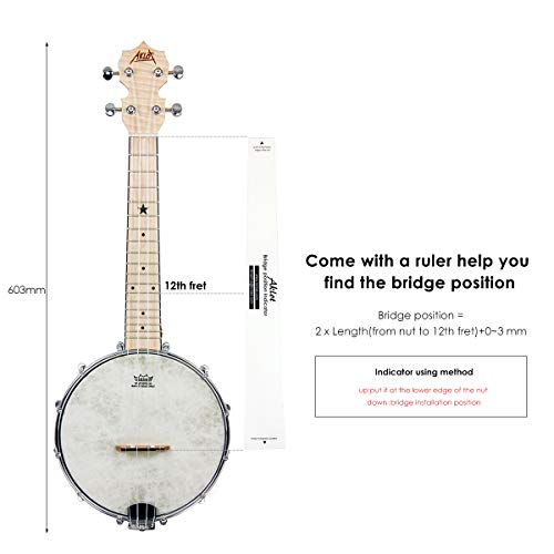 Banjo Ukulele Concert 23 inch Remo Drumhead Open Back Maple