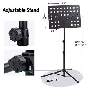 Klvied Folding Music Stand with Violin Hanger – Adjustable, Portable Sheet Music Stand with LED Light & Travel Case - Image 8