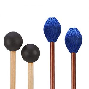 Yarn Head Marimba Mallets and 1 Pair Rubber Mallets Sticks