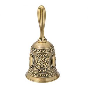 Abnaok Hand Call Bell, Extra Loud Multi-Purpose Metal Hand Bell for School Reception Dinner, Shop, Hotel Servicer, Kitchen, Restaurants, Pet Feeding and Home Decoration(Polished Brass) (Golden)