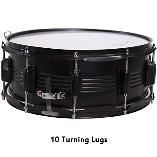 Snare Drum Set Student Steel Shell 14 X 5.5 Inches with 10 Lugs, Includes Drum Key