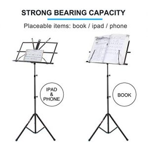 lotmusic Music Sheet Stand Foldable Holder Tripod Base Metal - Image 6