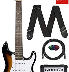 Fender Squier 3/4 Size Kids Mini Strat Electric Guitar Learn-to-Play Bundle