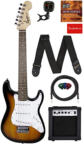 Fender Squier 3/4 Size Kids Mini Strat Electric Guitar Learn-to-Play Bundle