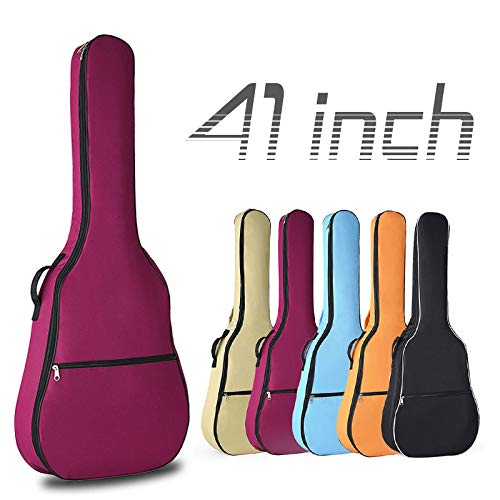 YiPaiSi 41 Inch Acoustic Guitar Bag, Waterproof 0.3inch Padded Gig Bag Guitar Case, Dual Adjustable Shoulder Strap Acoustic Guitar Gig Bag Backpack (Red)