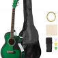 ARTALL 39 Inch Handmade Solid Wood Acoustic Cutaway Guitar Beginner Kit with Gig Bag, Strings, Picks, Strap, Glossy Green