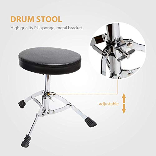 Drum Set with Adjustable Throne, Cymbal, Pedal & Drumsticks