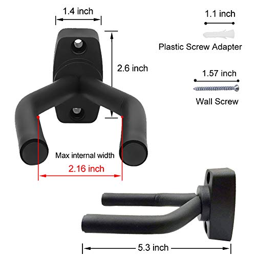 Dtown Guitar Wall Mount Hanger Set - 4 Pack Ukulele & Guitar Holder with Picks
