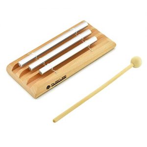 MUSICUBE Meditation Chime with 3 Tone (C-E-G) Wooden Hand-held Percussion Zenergy Chimes for Classroom Management, Yoga, Meeting and Sound Therapy, Chime Mallet Included