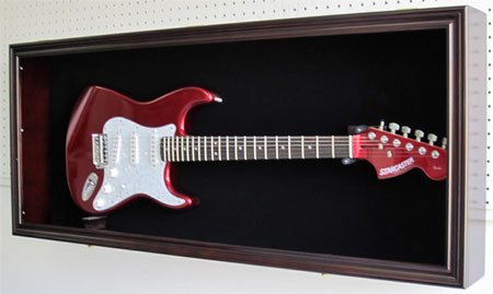 Electric Guitar Display Case Cabinet Shadow Box with Hanger
