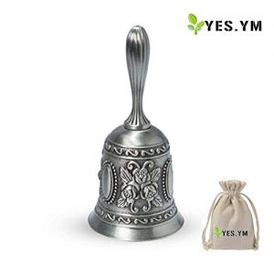 YES.YM Hand Call Bell Multi-Purpose Hand Bell for Wedding Decoration,Alarm,School Church Classroom,Bar (Silver)