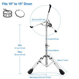 Adjustable Snare Drum Stand Bundle with Padded Carrying Bag – Lightweight, Double-Braced, and Secure for 10" to 15" Drums - Image 5