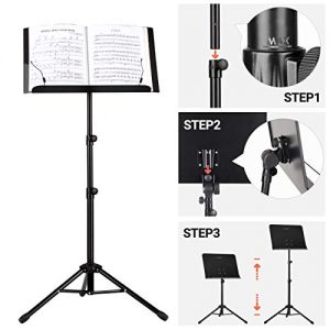 CAHAYA Sheet Music Stand Metal Portable Solid Back - Image 5