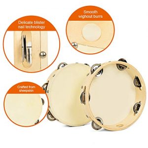 Gonioa 2 Pieces Wood Handheld Tambourine - Image 2