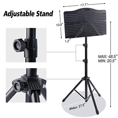 Klvied Sheet Music Stand with Violin Hanger, Portable Folding violin Stand