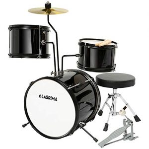 LAGRIMA 3 Piece Kids Drum Set with Adjustable Throne, Cymbal