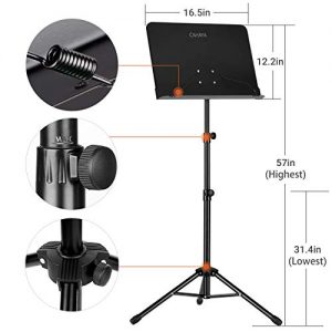 CAHAYA Sheet Music Stand Metal Portable Solid Back - Image 2