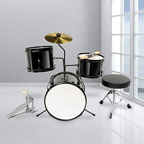 Drum Set with Adjustable Throne, Cymbal, Pedal & Drumsticks