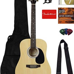 Squier Dreadnought Acoustic Guitar Bundle with Gig Bag, Tuner