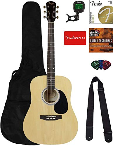 Squier Dreadnought Acoustic Guitar Bundle with Gig Bag, Tuner