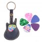 Guitar Picks Case Leather Pick Keychain Guitar Picks Holder Plectrums Case Bag with 5Pcs Guitar Picks Gift (Guitar Pick Case-Black)