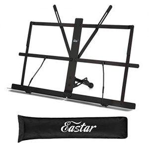 Eastar ESMF-3 Tabletop Music Stand Table Top Adjustable Portable Desktop Sheet Music Stand Folding Foldable Desk Top Music Book Holder Lightweight with Carrying Bag, Black