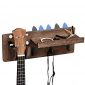 Wood Guitar Rack Wall Mounted, Hanging Bracket Guitar Hanger Shelf with Pick Holder and 3 Hooks, 15 x 4.5 x 5.5 Inch