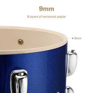 Eastar 22 Inch Full-Size Drum Set for Beginners & Intermediates - Complete 5 Piece Kit with Cymbals, Stands, Stool & Sticks in Metallic Blue - Image 3