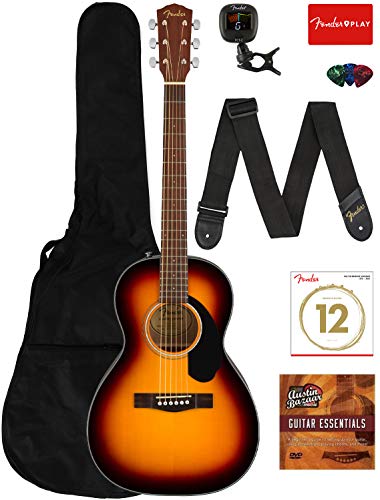Solid Top Parlor Size Acoustic Guitar Bundle with Gig Bag