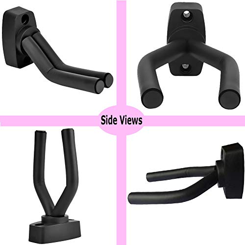 Dtown Guitar Wall Mount Hanger Set - 4 Pack Ukulele & Guitar Holder with Picks