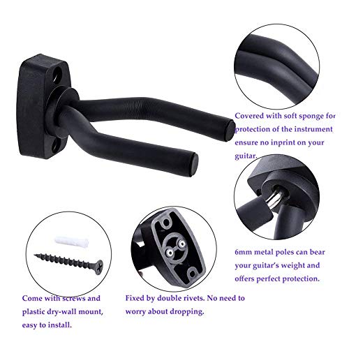 Guitar Wall Mount Hanger 6 Pack, Guitar Hanger Wall Hook Holder