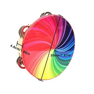 Percussion Instrument 8 Inch Double Row Colorful Tambourine - Image 5