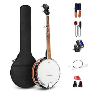 Vangoa 5 String Banjo Remo Head Closed Solid Back with beginner Kit