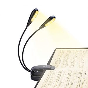 10 LED Eye-Cared Music Stand Light, 3 Brightness×3 Color Book Light, Clip On Bed Reading Book Lamp at Night, USB and AAA Battery Operated, Perfect for Bookworms, Kids & Music/Piano Players.