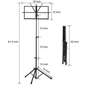 Moukey Sheet Music Stand – Adjustable Folding Metal Stand with Clip & Carry Bag 🎼🎻 - Image 3