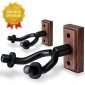 Asmuse Guitar Wall Mount Hanger Hook for Wall 2 Pack for Acoustic Folk Classical Guitar Ukulele Black Walnut Base