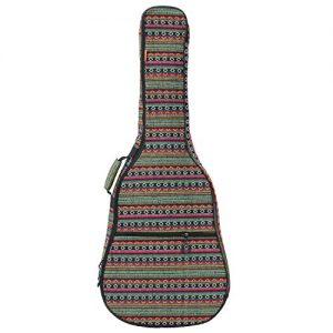 ZHRUNS Guitar Bag Bohemian Acoustic Guitar Case Soft Foam Padded 40/41 Inch Guitar Gig Gag Backpack with Neck Protector Pillow Pad,Dual Shoulder Strap&pocket (Green pattern)