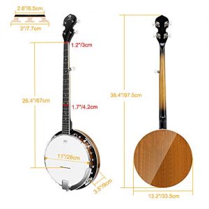 5-String Banjo, Mahogany Open-back Banjo with Resonator - Image 6