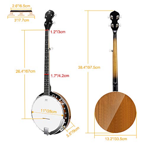 5-String Banjo, Mahogany Open-back Banjo with Resonator