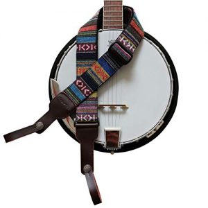 Soft Cotton & Genuine Leather Delux Banjo Strap,