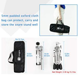 Adjustable Snare Drum Stand Bundle with Padded Carrying Bag – Lightweight, Double-Braced, and Secure for 10" to 15" Drums - Image 2