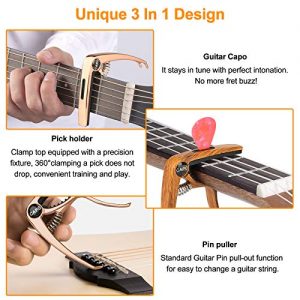 SUNJOYCO 3 in 1 Zinc Metal Guitar Capo and Rosewood Color Capo - Image 3
