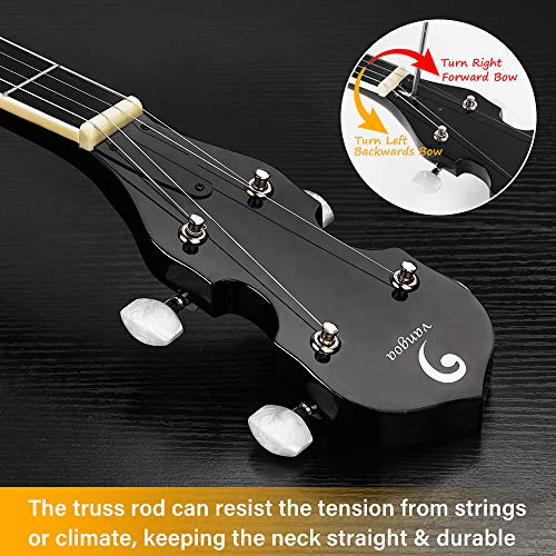 5-String Banjo, Mahogany Open-back Banjo with Resonator