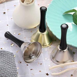 24 Pieces Hand Bells Silver Steel Service Handbells Black - Image 6
