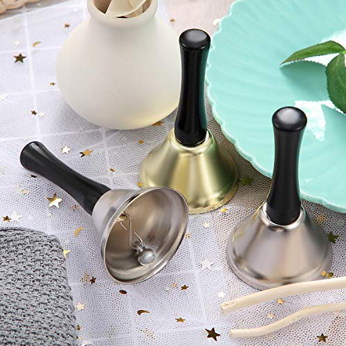 24 Pieces Hand Bells Silver Steel Service Handbells Black