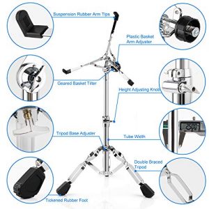 Adjustable Snare Drum Stand Bundle with Padded Carrying Bag – Lightweight, Double-Braced, and Secure for 10" to 15" Drums - Image 6