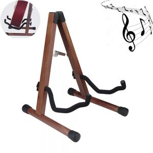 Wooden A-Frame Guitar Stand Acoustic Floor Acoustic Guitar Stand Electric Instrument Folding Bass Guitar Display Stand Compatible with Cello, Mandolin for Studio/Concert/Recording Studio