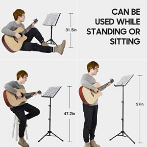 CAHAYA Sheet Music Stand Metal Portable Solid Back - Image 6