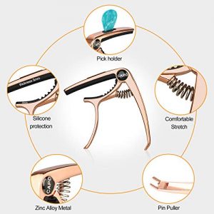 SUNJOYCO 3 in 1 Zinc Metal Guitar Capo and Rosewood Color Capo - Image 4