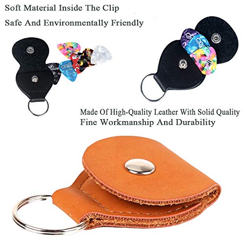 Guitar Picks Holder Case Leather Keychain Plectrum Key